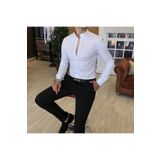 TerziAdemAltun Italyan Kesim Slim Fit Erkek Hakim Yaka Gömlek Beyaz T4797
