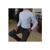 TerziAdemAltun Italyan Kesim Slim Fit Erkek Küçük Yaka Gömlek Buz Mavisi T4799