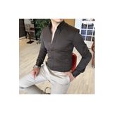 TerziAdemAltun Italyan Stil Slim Fit Dik Yaka Saten Erkek Gömlek Kahverengi T4753