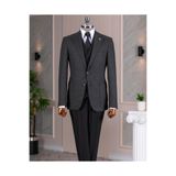 TerziAdemAltun İtalyan stil slim fit erkek ceket yelek pantolon takım elbise siyah T14641