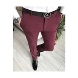 TerziAdemAltun Italyan Stil Slim Fit Erkek Kumaş Pantolon Bordo T6735