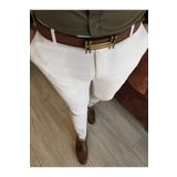 TerziAdemAltun Italyan Stil Slim Fit Erkek Kumaş Pantolon Ekru T4813