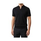 TerziAdemAltun İtalyan stil slim fit erkek polo V yaka kısa kollu triko tişört siyah T20045-01