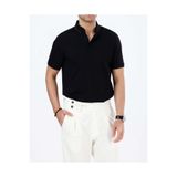TerziAdemAltun İtalyan stil slim fit erkek polo yaka kısa kollu triko tişört siyah T20042-01