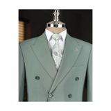 TerziAdemAltun İtalyan stil slim fit kruvaze ceket pantolon takım elbise yeşil T14858