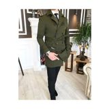 TerziAdemAltun Italyan Stil Slim Fit Mevsimlik Erkek Trençkot Mont Yeşil T4976