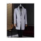 TerziAdemAltun İtalyan stil slim fit mono yaka yün karışımlı kaşe erkek kaban gri T14687