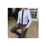 TerziAdemAltun Italyan Stil Slim Fit Saten Kravat Yaka Gömlek B.mavisi T4773