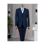 TerziAdemAltun İtalyan stil slim fit sivri yaka ceket yelek pantolon takım elbise lacivert T15060