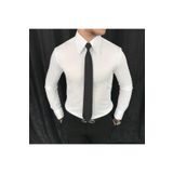 TerziAdemAltun Italyan Stil Slim Fit Sivri Yaka Saten Erkek Gömlek Beyaz T7214
