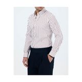 TerziAdemAltun Slim fit erkek çizgili likralı kravat yaka gömlek bordo T20059-10