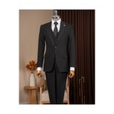 TerziAdemAltun Slim fit erkek sivri yaka çizgili ceket yelek pantolon takım elbise siyah T20068-01