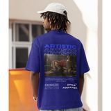 Terzili Giyin Artistic Baskılı Oversize Erkek Tişört - Lacivert