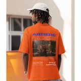 Terzili Giyin Artistic Baskılı Oversize Erkek Tişört - Turuncu - M