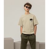 Terzili Giyin Drip Panda Baskılı Oversize Erkek Tişört - Bej