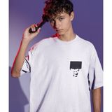 Terzili Giyin Drip Panda Baskılı Oversize Erkek Tişört - Beyaz