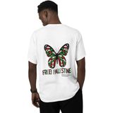 Terzili Giyin Filistin Özgürdür Kelebek Baskılı Oversize Unisex T-Shirt - %100 Pamuk, Nefes Alabilen Kaliteli Kumaş - Beyaz