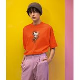 Terzili Giyin Joker Grin Baskılı Erkek Tişört - Turuncu - 2XL