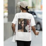Terzili Giyin Kadın Oversize Sanatsal Baskılı Tişört – Say The Tame Of Beauty - Beyaz - 2XL