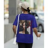 Terzili Giyin Kadın Oversize Sanatsal Baskılı Tişört – Say The Tame Of Beauty - Lacivert