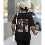 Terzili Giyin Kadın Oversize Sanatsal Baskılı Tişört – Say The Tame Of Beauty - Siyah