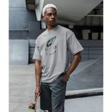 Terzili Giyin Life Is Holy Baskılı Oversize Erkek Tişört – Kutsal Yaşam Tasarımı - Gri