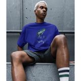 Terzili Giyin Life Is Holy Baskılı Oversize Erkek Tişört – Kutsal Yaşam Tasarımı - Lacivert - 2XL