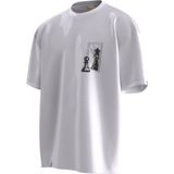 Terzili Giyin Piyon Şah Baskılı Unisex Oversize Tişört - Beyaz - M
