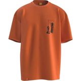 Terzili Giyin Piyon Şah Baskılı Unisex Oversize Tişört - Turuncu - 2XL