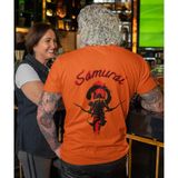 Terzili Giyin Shadow Samurai Baskılı Erkek Tişört - Turuncu - 2XL