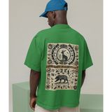 Terzili Giyin Zaman Döngüsü Baskılı Oversize Erkek Tişört - Haki - 2XL