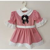 Terzim Ayşenur Kız Bebek-Çocuk Vintage Pembe Fistolu Elbise - 6 - 9 Ay