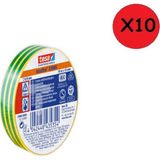 Tesa 10 mm x 15 mt Elektrik İzolasyon Yeşil & Sarı Çizgili Bant