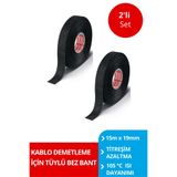 Tesa 51608 Polyester Tüylü Bez Bant Siyah 15M x 19MM - Hızlı Yapıştırıcı x 2 Adet