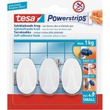 tesa Powerstrips Askı Küçük Oval Kendinden Yapışkanlı, Çıkarılabilir, beyaz