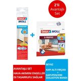 Tesa Tesamoll D-Profil Kapı Pencere Izolasyon Bandı, 6MX9MMX7MM, Beyaz + Kapı Altı Hava Akımı Önleyici Fırça, 1MX37MM
