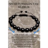 Tesbih Atölyesi Sertifikalı A Kalite Siyah Turmalin Taşı Bileklik - Makrome