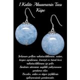 Tesbih Atölyesi Sertifikalı Akuamarin Taşı Doğal Taş Küpe - 1.kalite