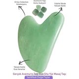 Tesbih Atölyesi Sertifikalı Aventurin Taşı Gua Sha Yüz Masaj Taşı - Kütle Hediyeli - Yeşil