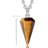 Tesbih Atölyesi Sertifikalı Doğal Kaplan Gözü Taşı Doğal Taş Pandül Kolye - Gümüş - 45 cm