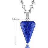 Tesbih Atölyesi Sertifikalı Doğal Lapis Lazuli Taşı Doğal Taş Pandül Kolye - Gümüş - Doğal Renk