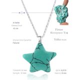 Tesbih Atölyesi Sertifikalı Gerçek Yıldız Model Firuze (Turkuaz) Taşı Kolye - Gümüş Aparatlı - 45 cm