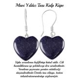 Tesbih Atölyesi Sertifikalı Kalp Kesim Mavi Yıldız Taşı Doğal Taş Küpe