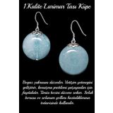 Tesbih Atölyesi Sertifikalı Larimar Taşı Doğal Taş Küpe - 1.kalite