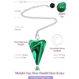 Tesbih Atölyesi Sertifikalı Malahit - Malakit Taşı Pandül Sarkaç Hem Pandül - Hem Kolye