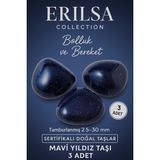 Tesbih Atölyesi Sertifikalı Mavi Yıldız Taşı Kütle (3 Adet) – Doğal Parıltılı Taş Seti 30-35 mm - Siyah