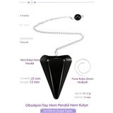 Tesbih Atölyesi Sertifikalı Obsidyen Taşı Pandül Sarkaç Hem Pandül - Hem Kolye