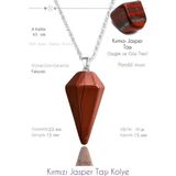 Tesbih Atölyesi Sertifikalı Pandül Model Kırmızı Jasper Taşı Kolye - Renkli - Standart