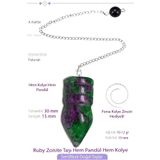 Tesbih Atölyesi Sertifikalı Ruby Zoisite - Anyolit Taşı Pandül Sarkaç Hem Pandül - Hem Kolye