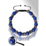 Tesbih Atölyesi Sertifikalı Silver Hematitli Lapis Lazuli Taşı Bileklik - Ayarlamalı